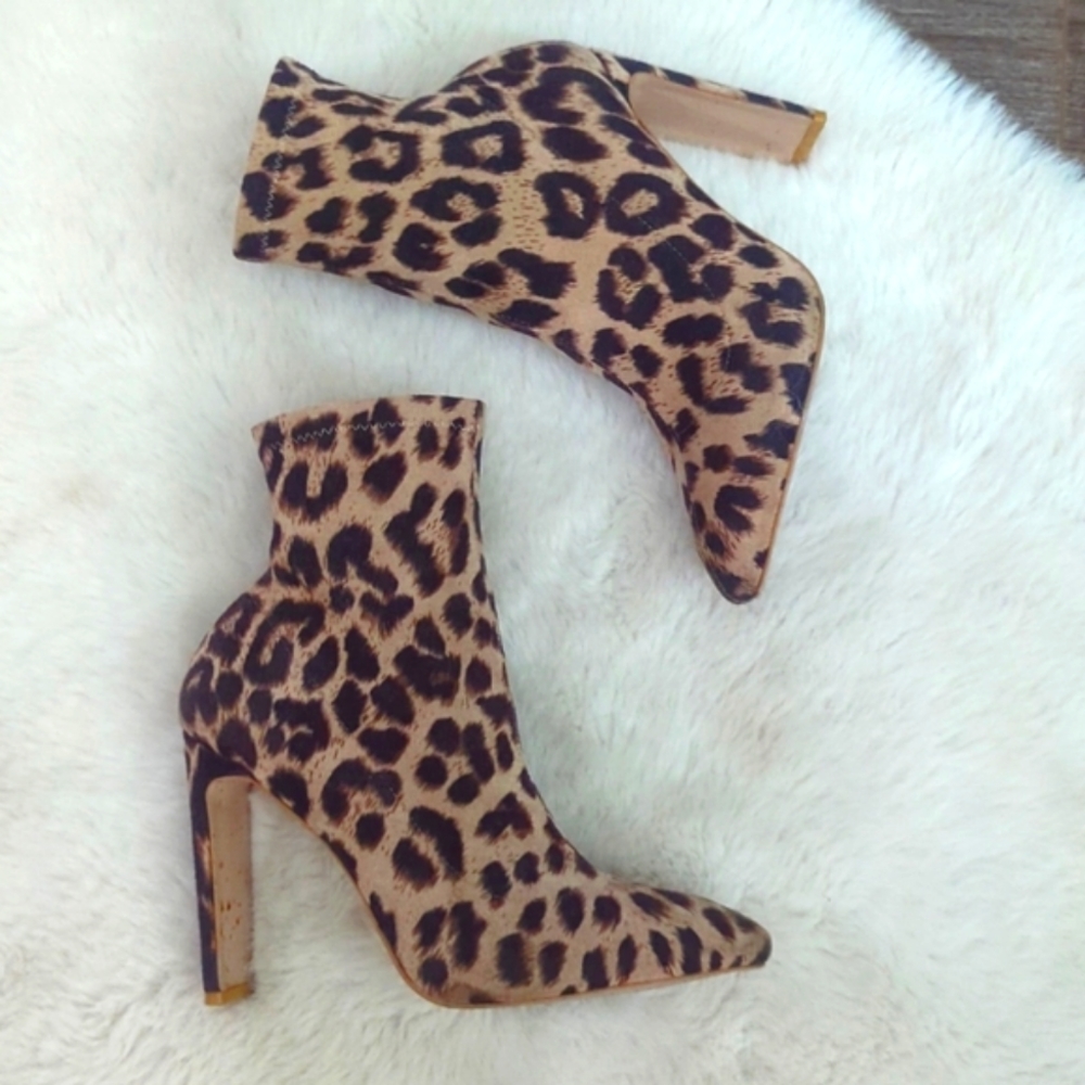 BILLINI Leopard Print Sock Ankle Boots